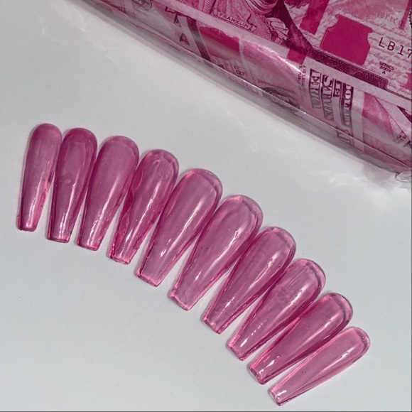 Jelly pink transparent press on nails - Picture 3 of 6
